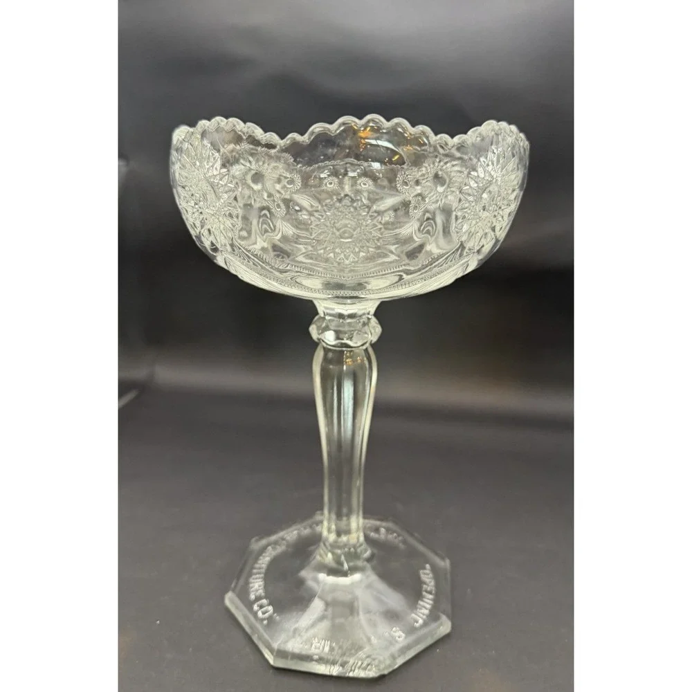 Vintage Greater Hub Furniture Co Opening Souvenir Glass Compote Bowl